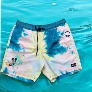 DISNEY NEFF‎ MICKEY MOUSE TIE DYE SWIM BOARD SHORTS Mens Size XL New Rare